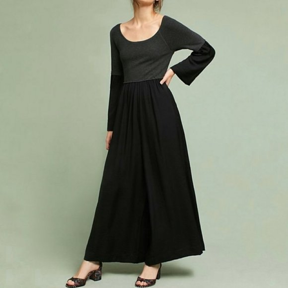 ANTHRO Moth Wyn Mix Knit Sweater Wide Leg Jumpsuit - Picture 3 of 14